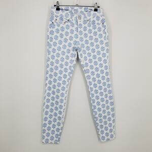 Vineyard Vines Medallion Print Skinny Jeans 0 Stretch Cotton Low Rise White Blue